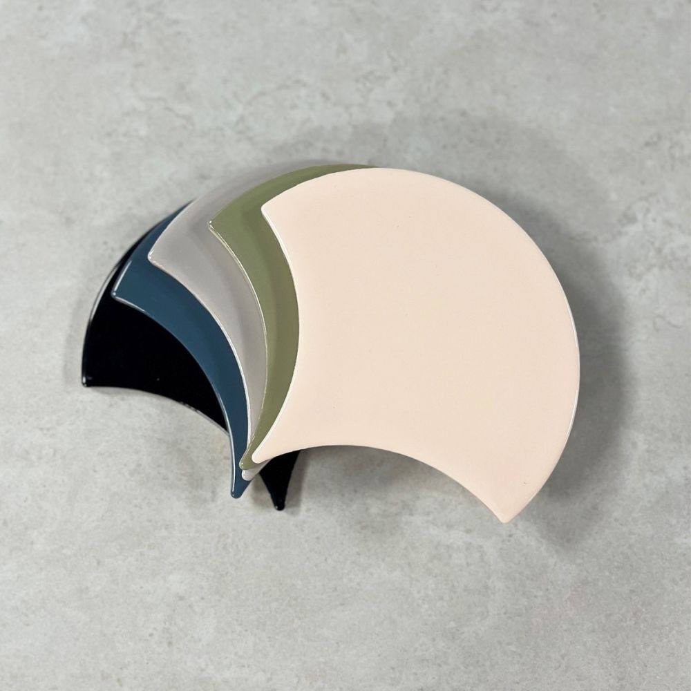 Pescara Ceramic Grey Fan Tile 150x134mm