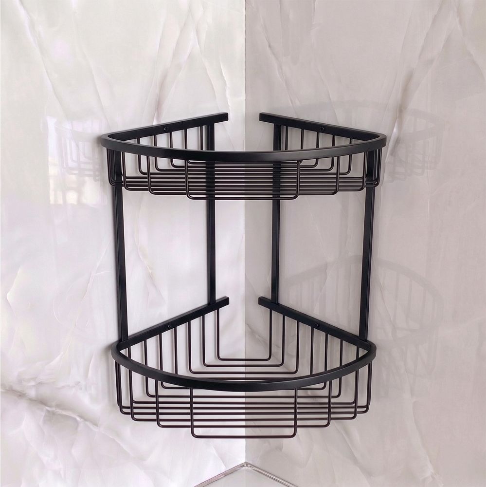 Black Double Corner Shower Basket