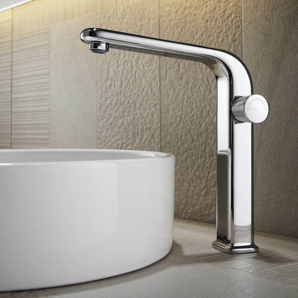 Lifestyle image of the Manisa Chrome Tall Basin Mono Tap