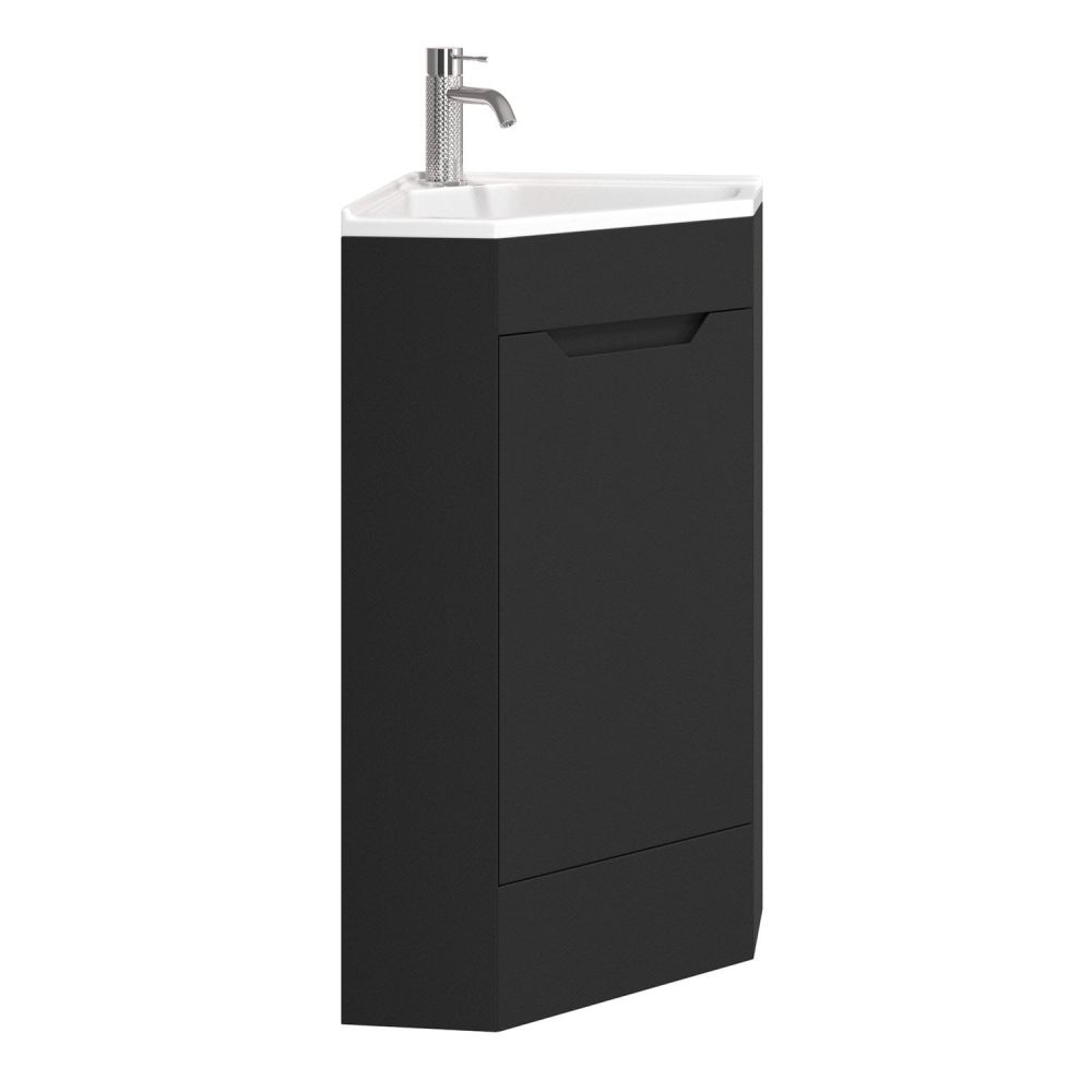 Ellis Black Floor Standing Corner Vanity Unit 410mm