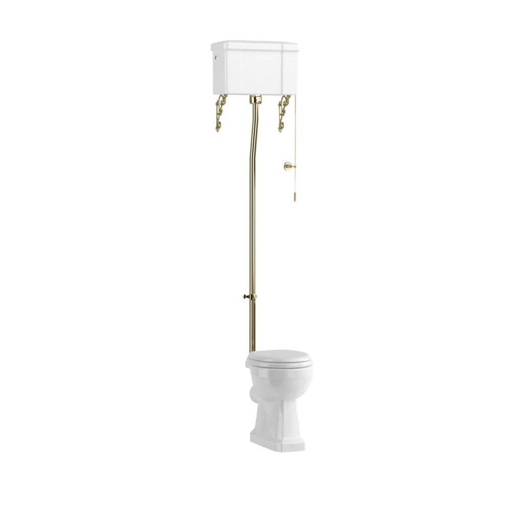 Burlington Traditional High Level WC with Gold Dual Flush Ceramic Cistern