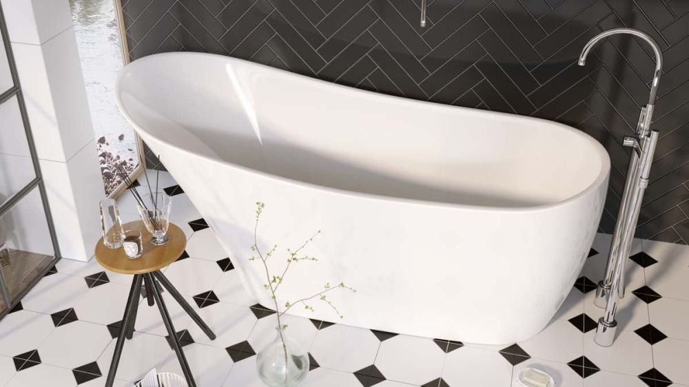 View from above of the Sandhurst Freestanding Acrylic Bath 1680x730mm