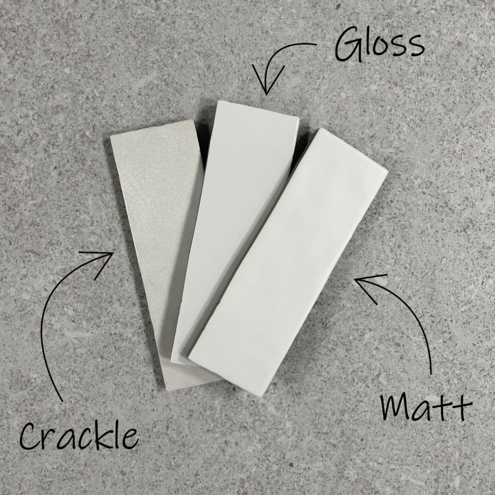 Borneo Soft White Crackle Gloss Porcelain Tile 65x200mm