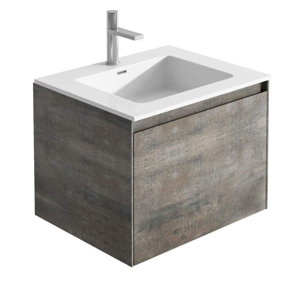 Odion Metallic Wall Hung Vanity Unit with White Basin 500mm