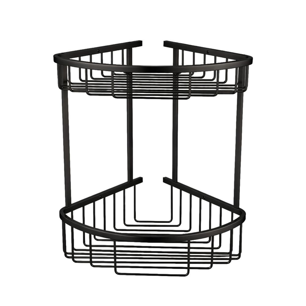 Black Double Corner Shower Basket
