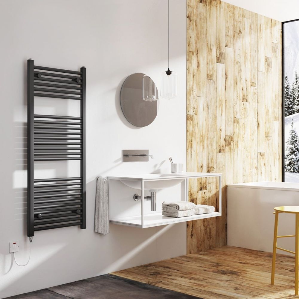 Neptune Anthracite Electric Heated Towel Rail 1200x500mm