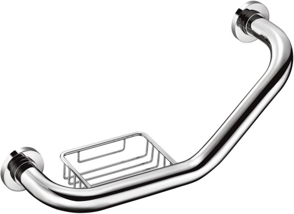 Chrome Grab Rail Support Bar & Soap Dish
