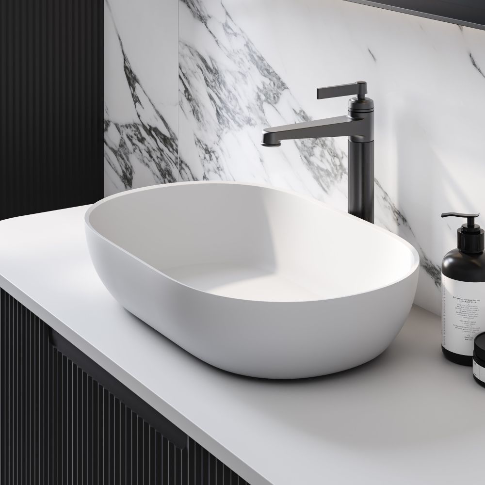 Tempest Countertop Stone Basin Matt White