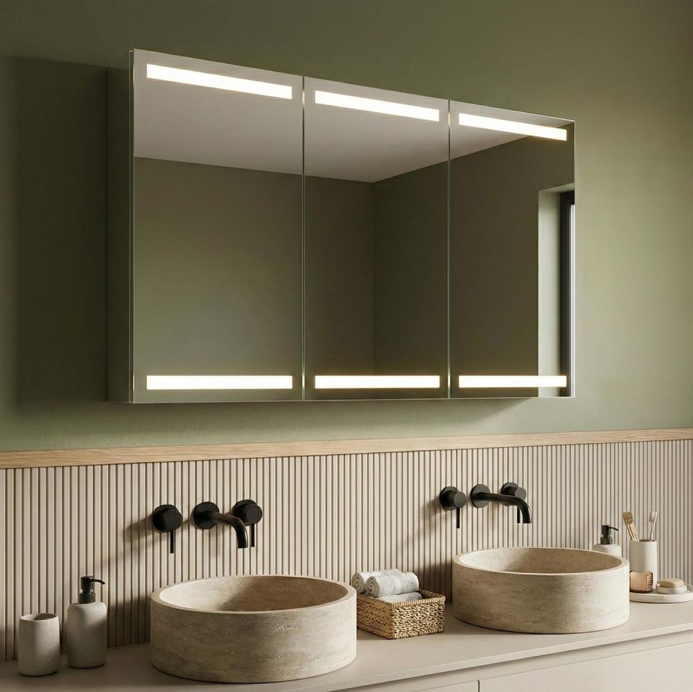 Corton Motion Sensor Illuminated LED Mirrored Wall Cabinet 1200x700mm