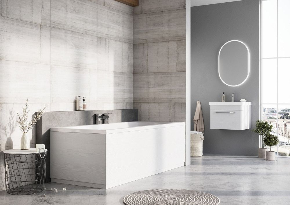 Esk Textured White End Bath Panel 800mm