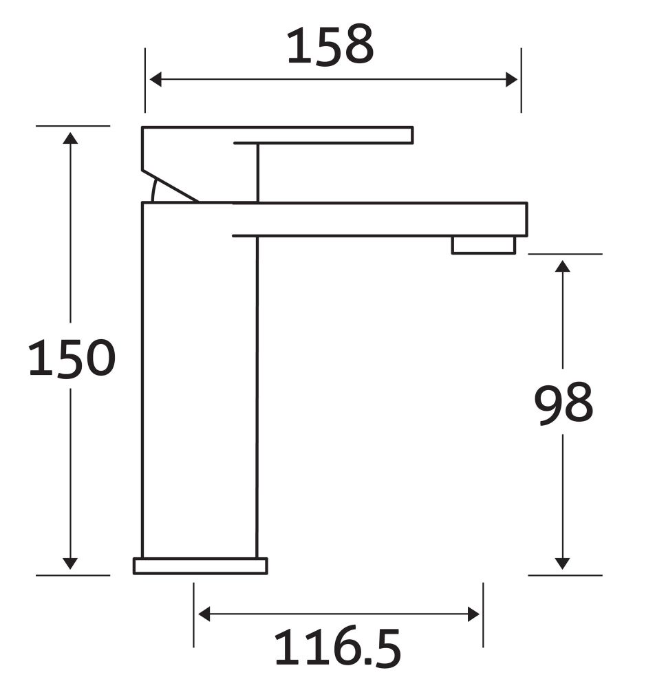 Venture Chrome Basin Mixer Tap & Waste dimensions