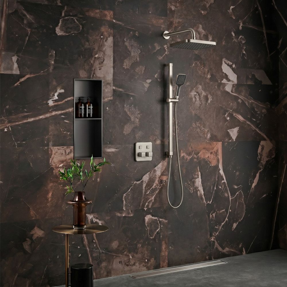 Flint Brushed Nickel Double Outlet Concealed Valve Shower Pack