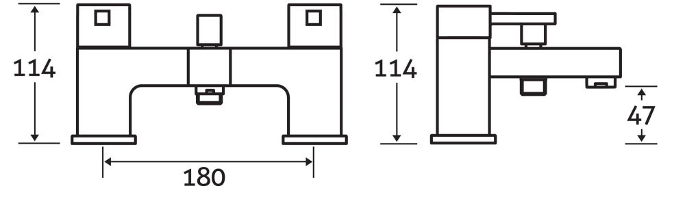 Bath Shower Mixer Tap Dimension Drawing