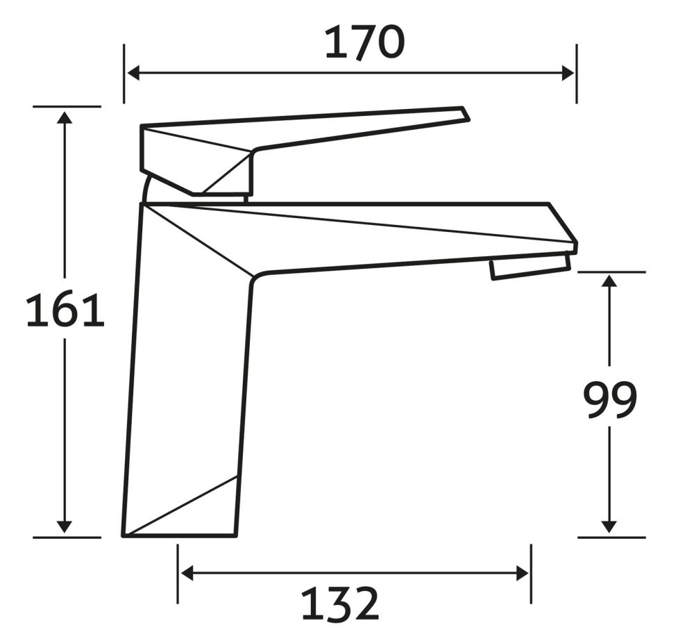 Ike Chrome Basin Mixer Tap Dimension Drawing