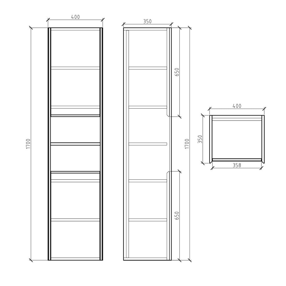 Snowdon Concrete and Black Wall Mounted Tall Storage Cabinet