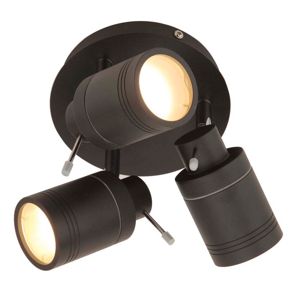 Seattle Matt Black 3 Spotlight Ceiling Plate