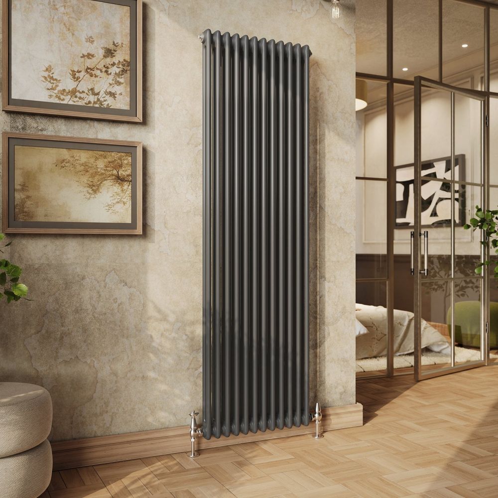 Upton Grey Double Vertical Traditional Column Radiator 1800x560mm