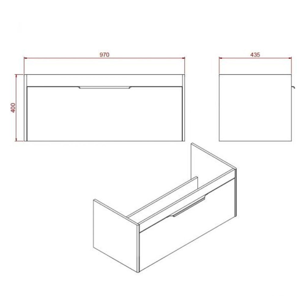 Britton Shoreditch Caramel Single Drawer Wall Hung Vanity Unit with Ice Blue Worktop 1000mm