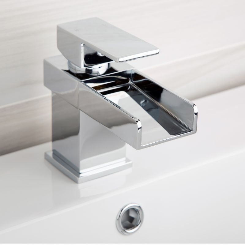 Cairo Chrome Waterfall Basin Mixer Tap - Lifestyle image