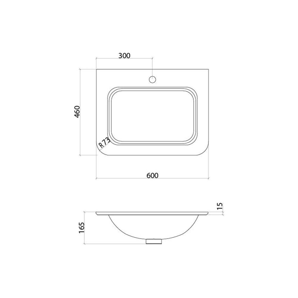 Liora White Basin 600mm Spec Drawing