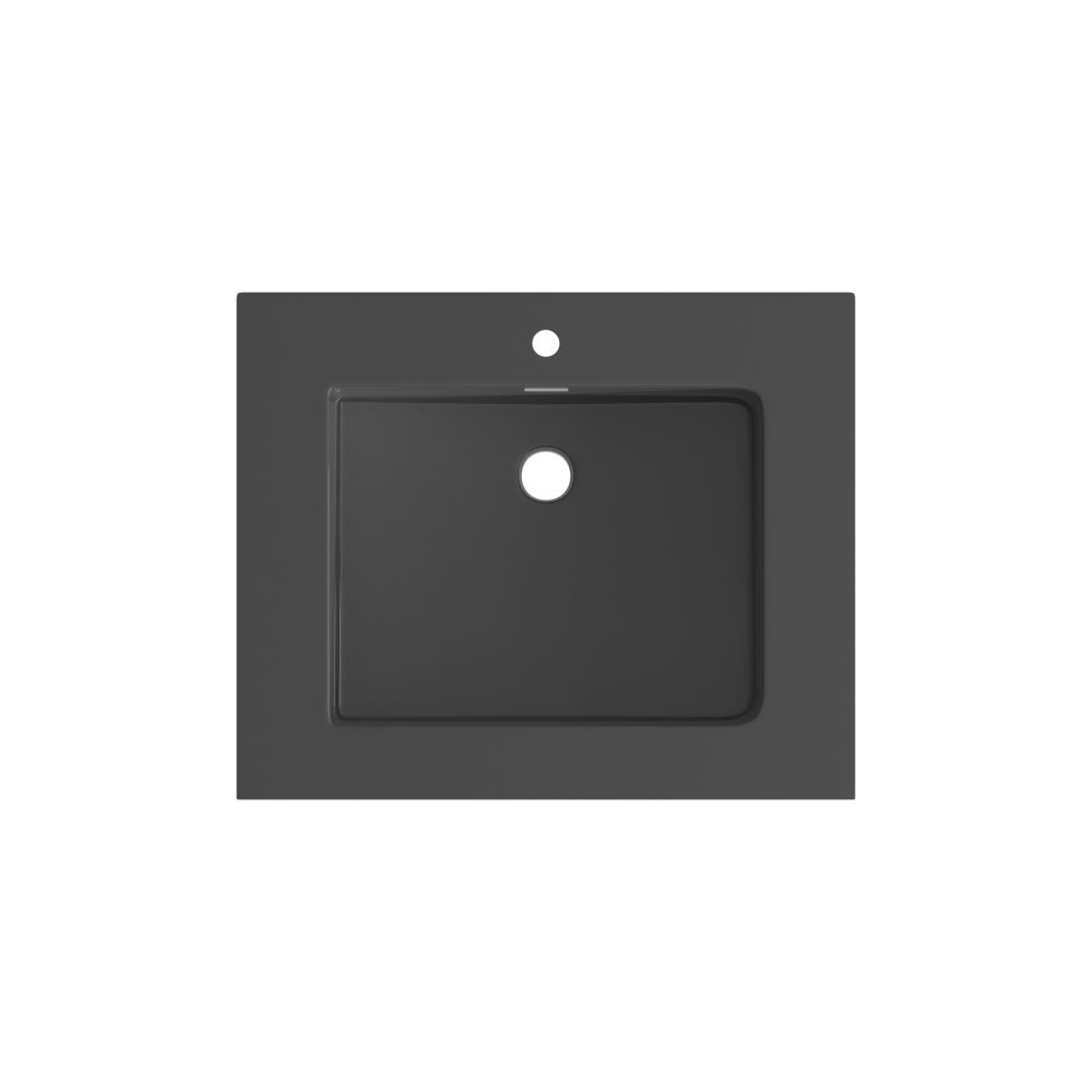 Galyn Concrete Wall Hung Vanity Unit with Black Basin 600mm