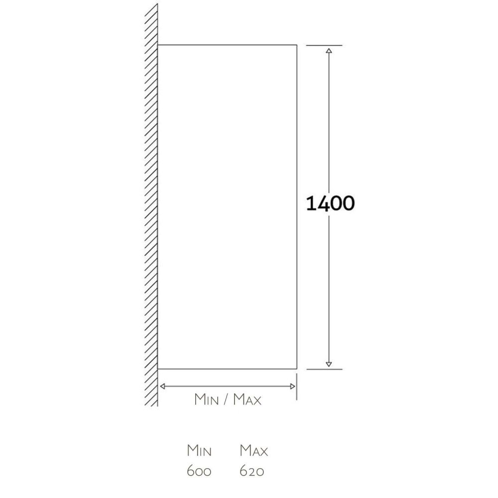 Glyn Chrome Single Frameless Bath Screen Spec Drawing