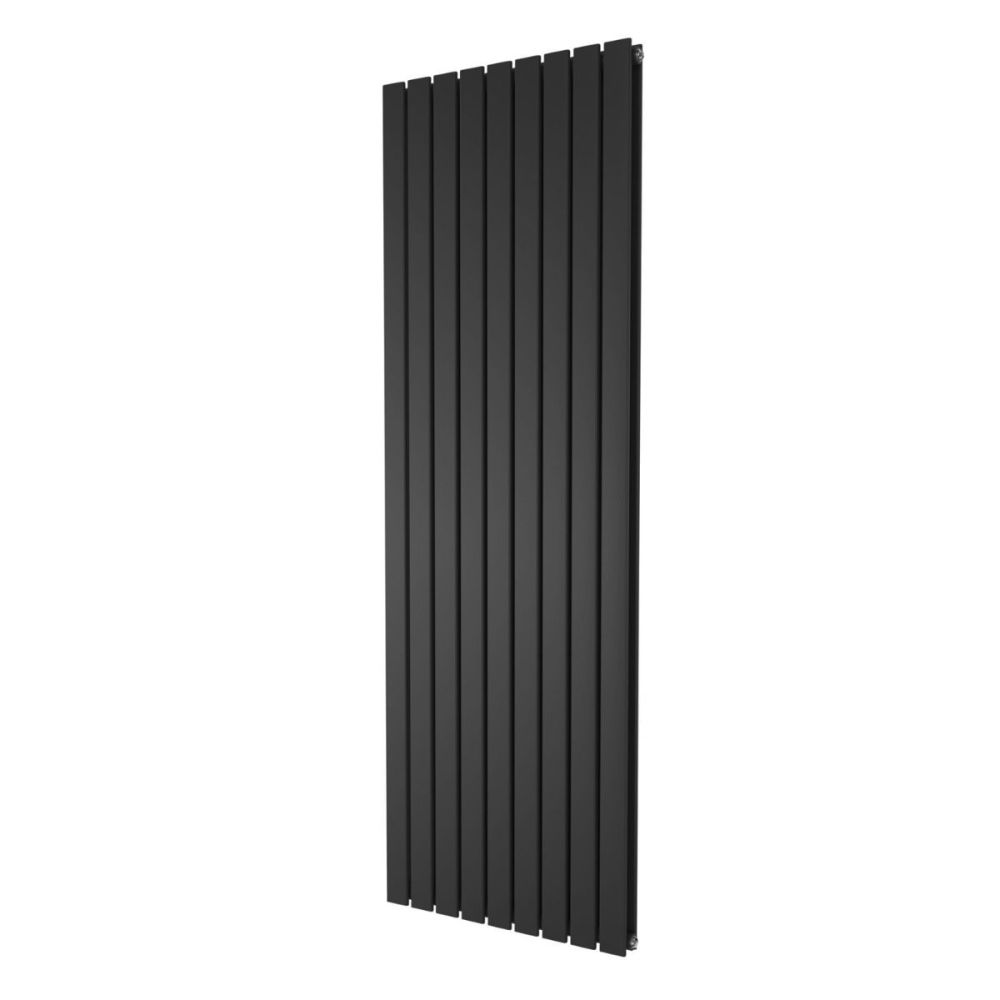 Perth Matt Black Double Vertical Flat Panel Radiator 1800x610mm
