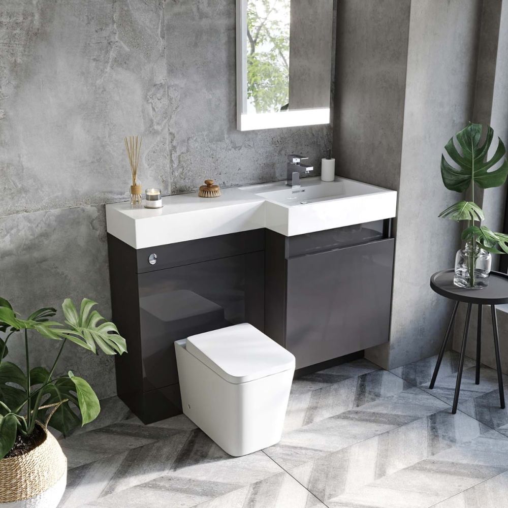 Summers Titanium Grey Right Hand Combination Vanity Basin and WC Unit 1200mm