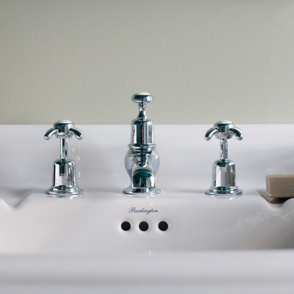 Burlington Claremont 3 Tap Hole Traditional Basin Tap with Pop-Up Waste