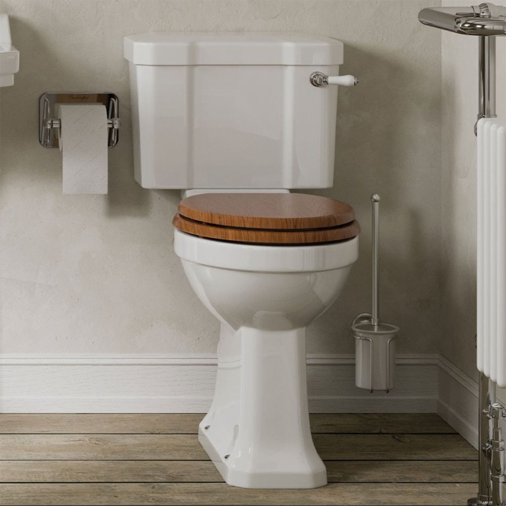 Burlington Traditional Rimless Close Coupled Toilet with Slimline Cistern & Ceramic Lever