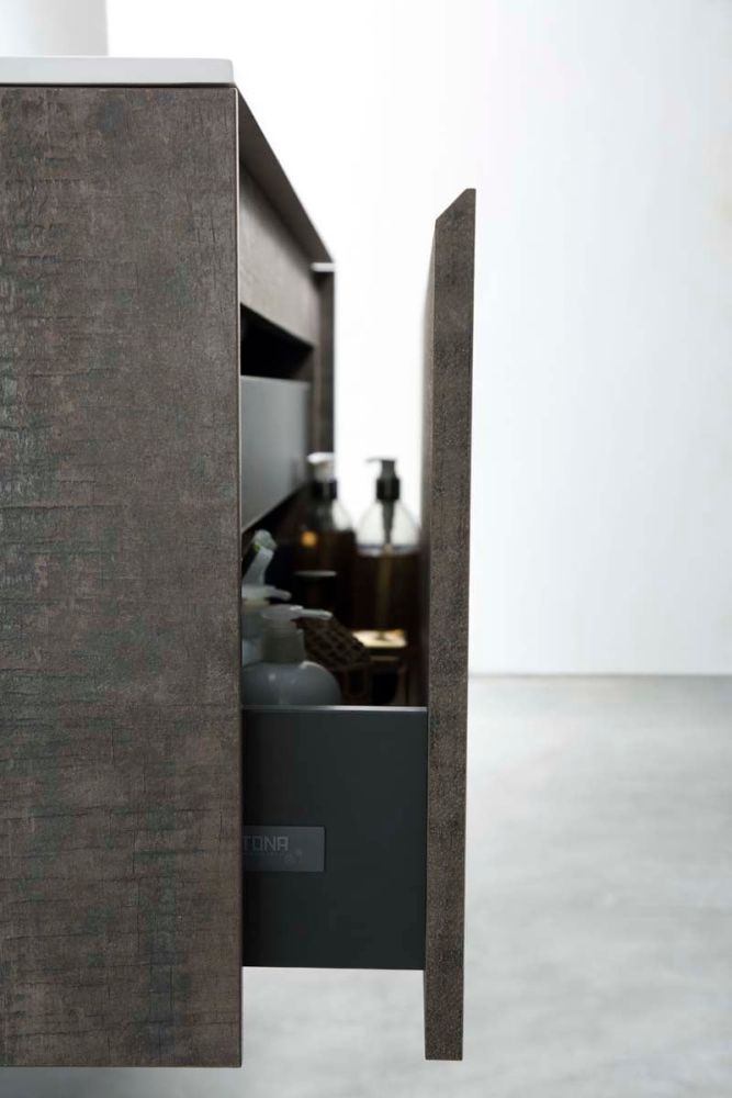 Odion Metallic Wall Hung Vanity Unit with Black Basin 600mm