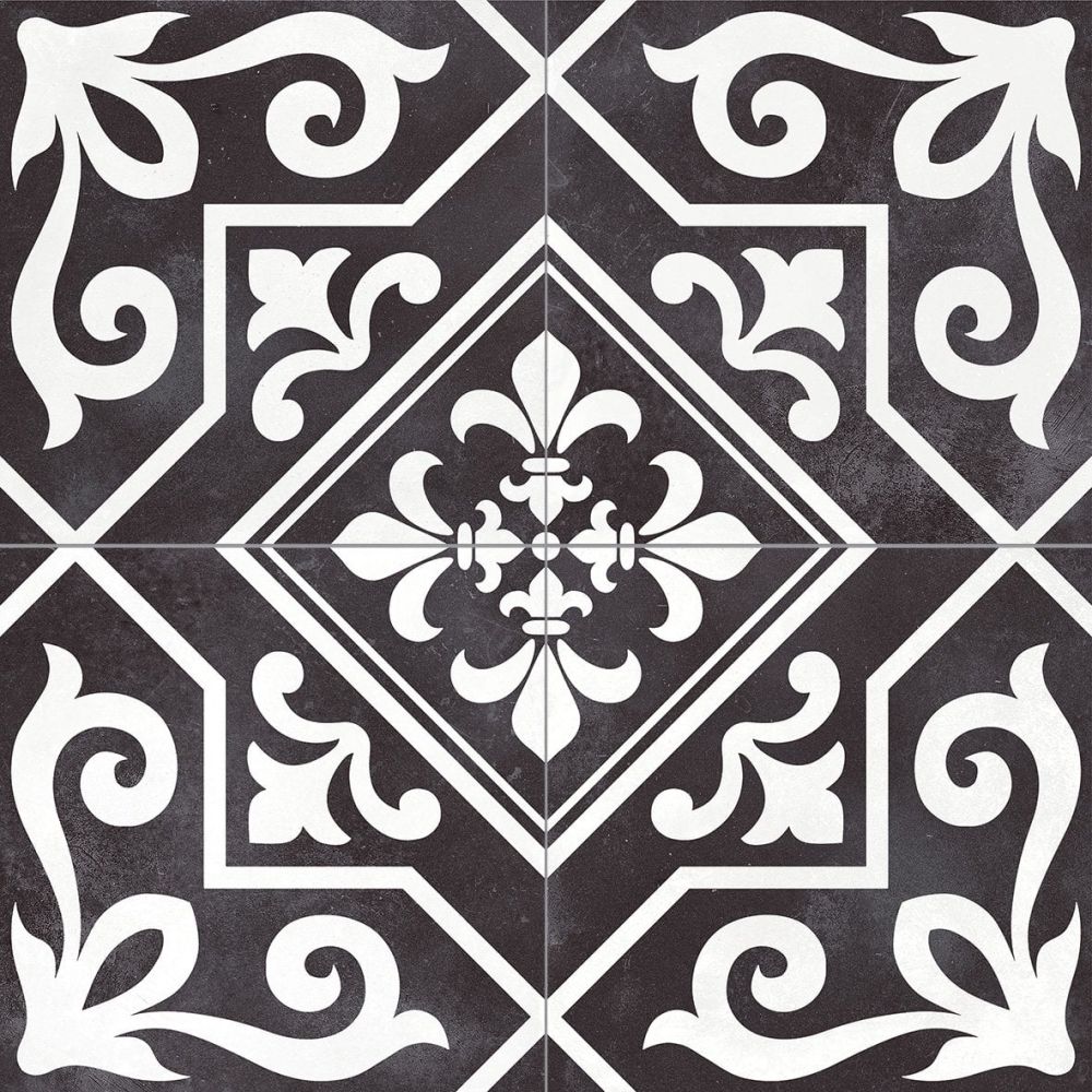Xabia Black Reverse Patterned Matt Porcelain Tile 452x452mm
