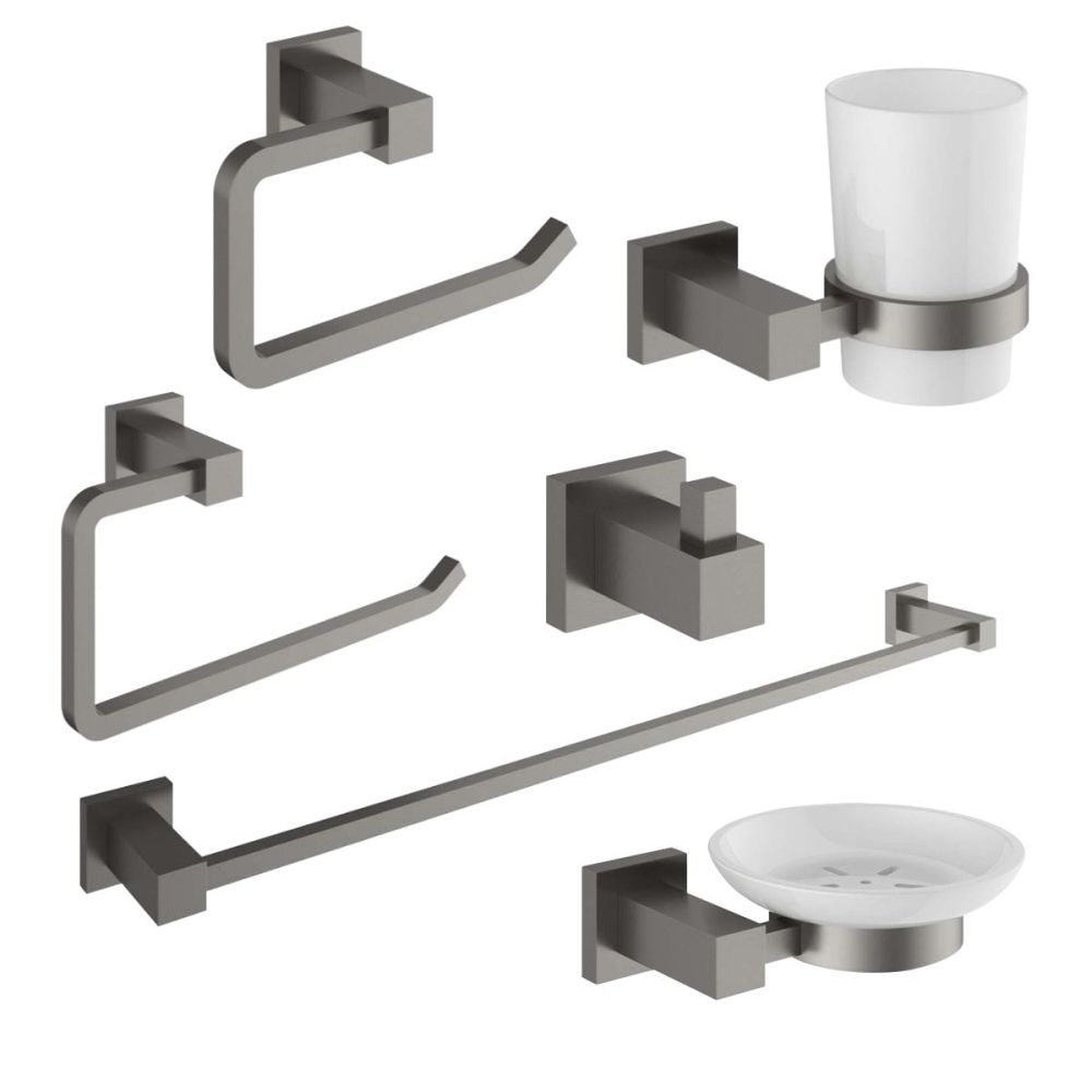Quad Gunmetal 6-Piece Bathroom Accessory Set