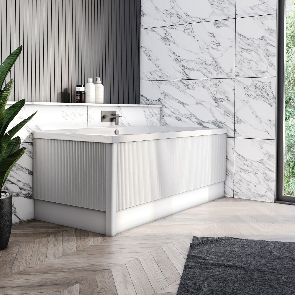 Matt White Ribbed End Bath Panel & Corner Post - 800mm