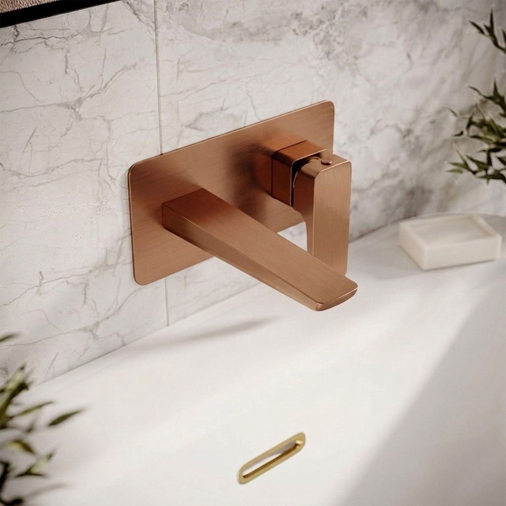 Zena Brushed Bronze Wall Mounted Bath Mixer Tap dimensions