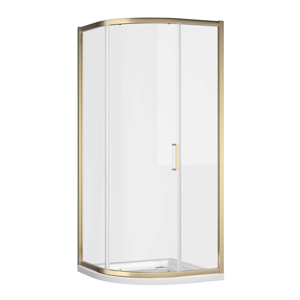 Fabio Brushed Gold Sliding Shower Door Quadrant 900x900mm