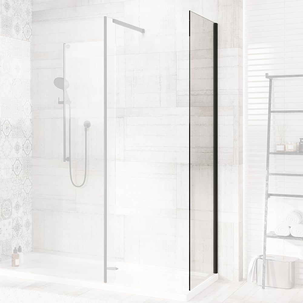 Rivar Black Walk In Shower Enclosure End Panel 680mm
