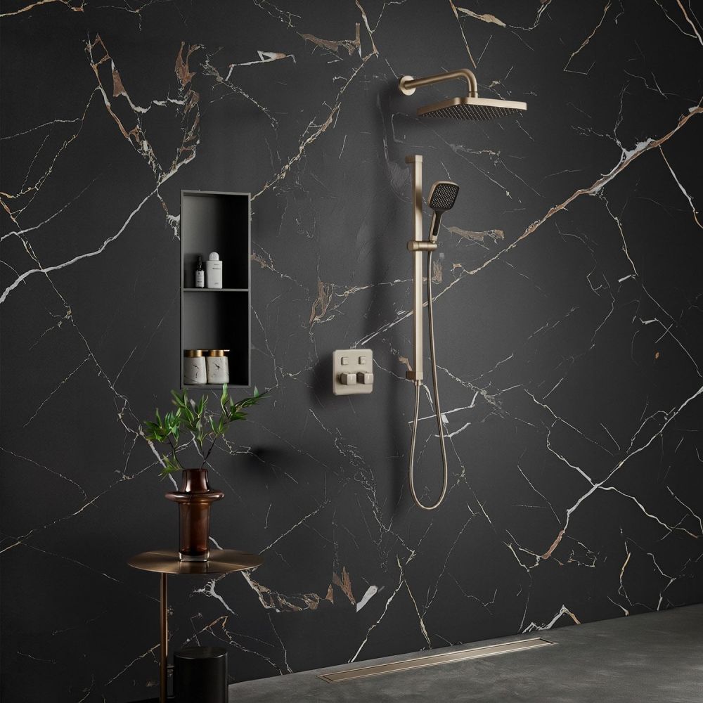 Flint Champagne Gold Double Outlet Concealed Valve Shower Pack