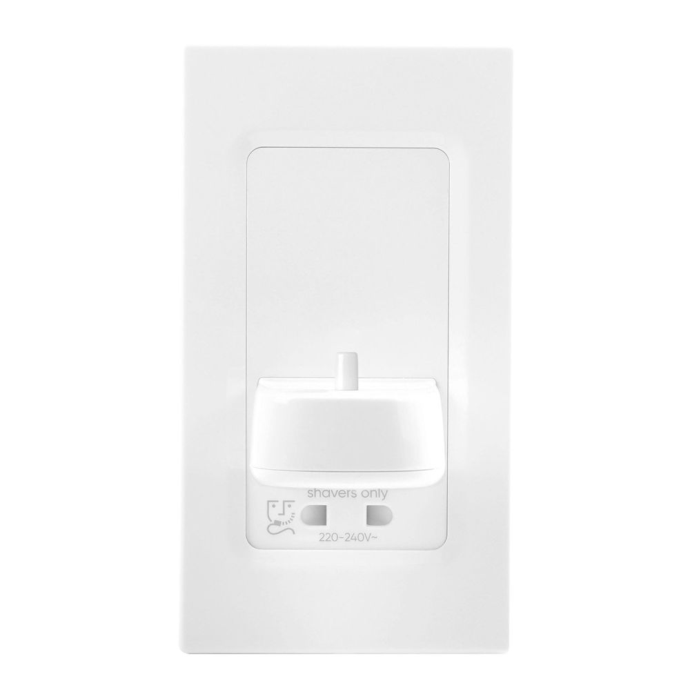 ProofVision White In-Wall Electric Toothbrush Holder With Shaver Socket For Philips