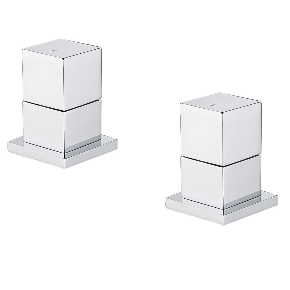 Nyland Chrome Square Bath Deck Mounted Side Valves