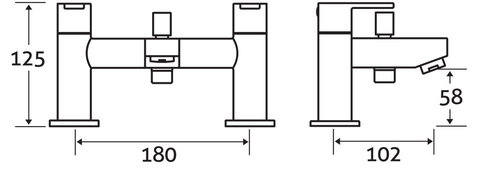 Bath Shower Mixer Tap Dimension Drawing