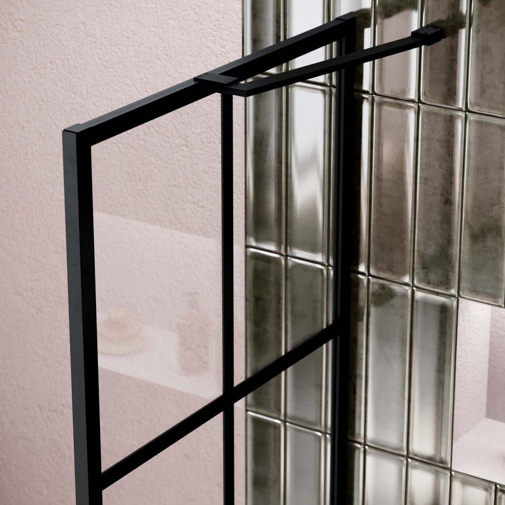 Amien Matt Black Grid Framed Shower Screen