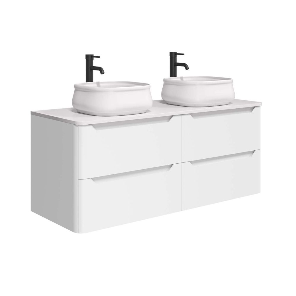 Ellis Wall Hung 1200mm Vanity Unit in Matt White with White Worktop