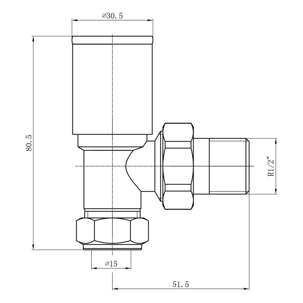Round Angled Pair of Radiator Valves Spec Drawing