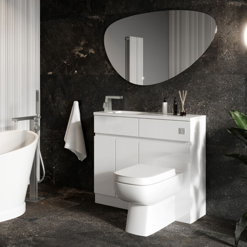 Hudson Gloss White Combination Vanity Basin & WC Unit 1000mm