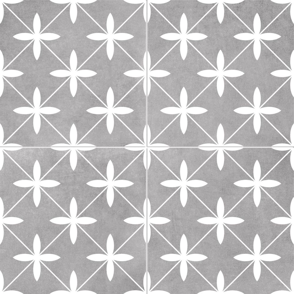 Potton Grey Pattern Ceramic Tile 450x450mm