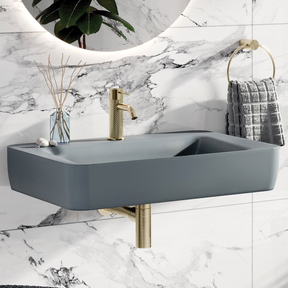 Micheli Matt Grey Wall Hung Basin 700mm