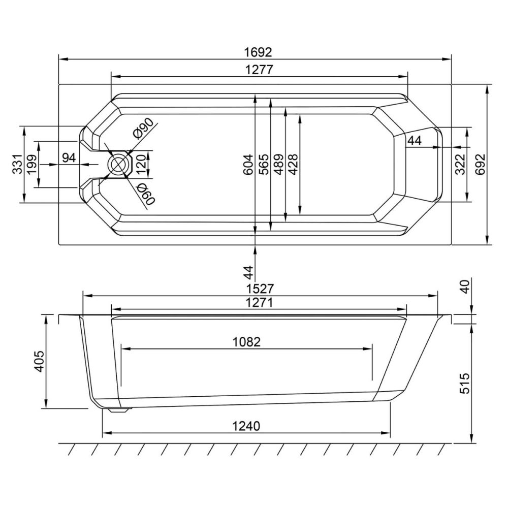 Carron Camden Single Ended Acrylic Bath 1700x700mm dimensions