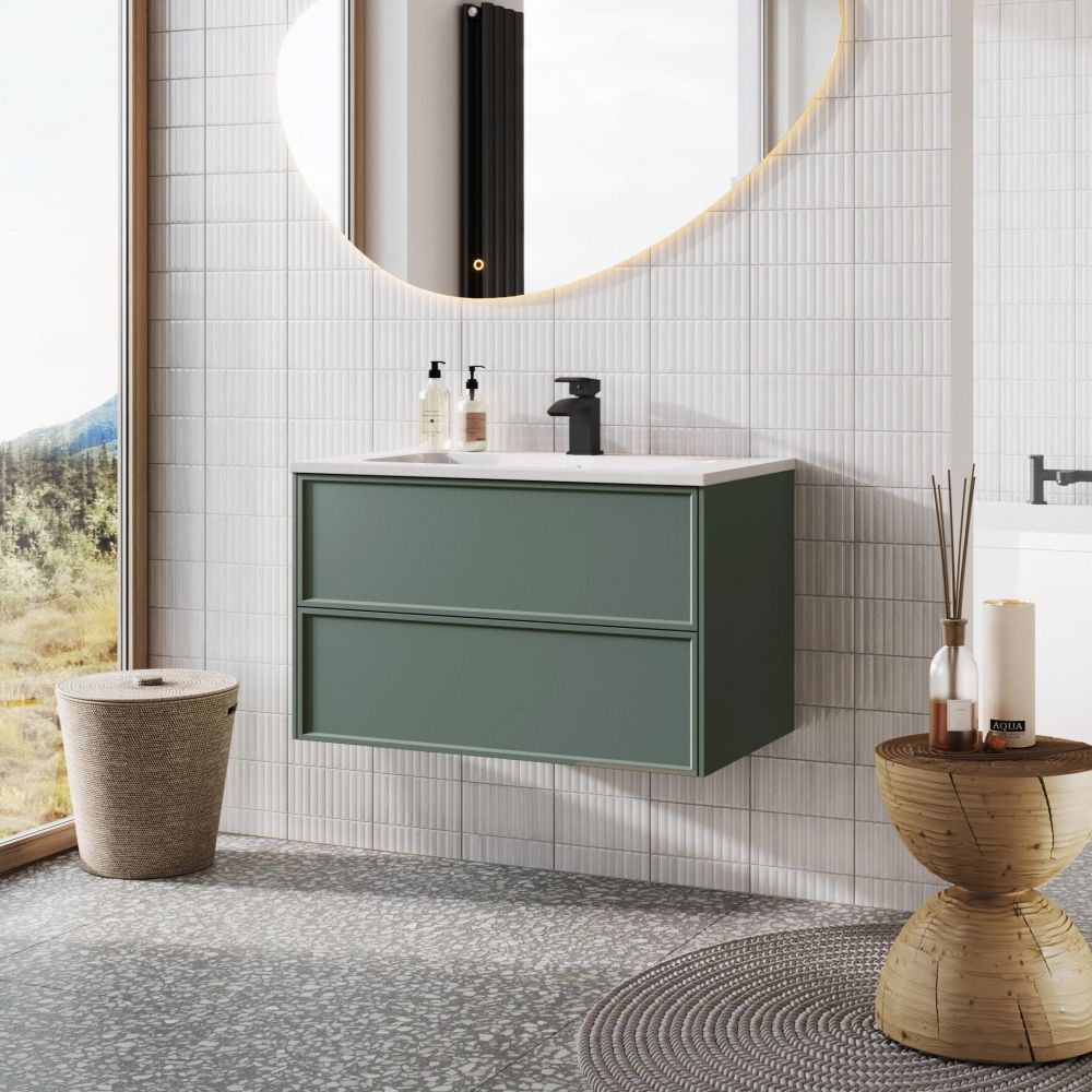 Kendal Pine Green Wall Hung Vanity Unit 800mm