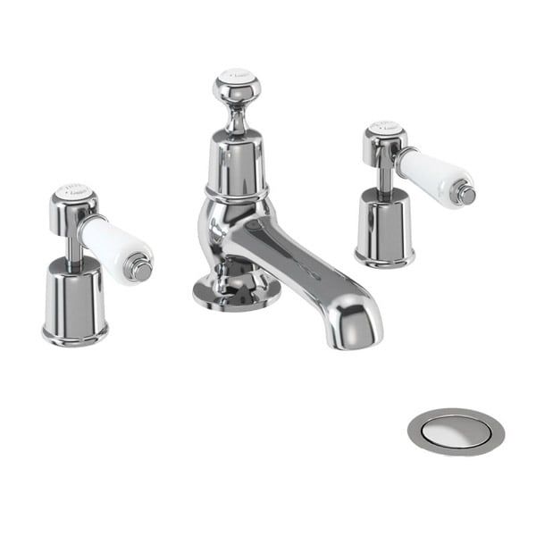 Burlington Kensington Chrome 3 Tap Hole Basin Tap with Pop-Up Waste